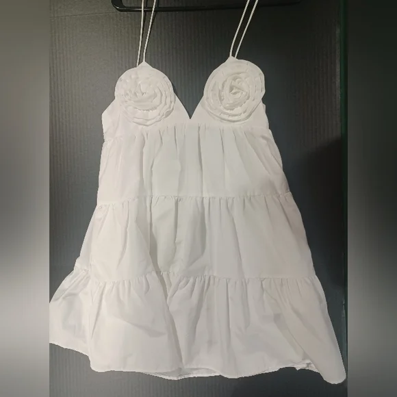 Zara White Rosette Minidress - Picture 1 of 8
